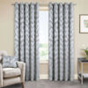 Hendon Grey Eyelet Jacquard Lined Pencil Pleat Ready Made Curtains