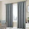 Athens Grey Pencil Pleat Self Lined Blackout Ready Made Curtains