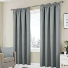 Athens Grey Pencil Pleat Self Lined Blackout Ready Made Curtains