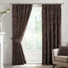Hampstead Chocolate Crushed Chenille Blackout Lined Ready Made Curtains