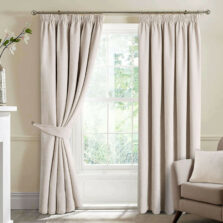 Hampstead Natural Crushed Chenille Blackout Lined Ready Made Curtains