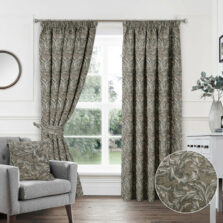 Georgina Natural Chenille Jacquard Lined Pencil Pleat Ready Made Curtains