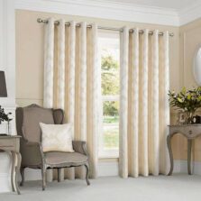 Hendon Cream Eyelet Jacquard Lined Pencil Pleat Ready Made Curtains