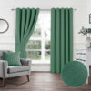 Plain Woven Green Eyelet Blockout Self Lined Ready Made Curtains