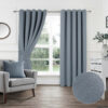 Plain Woven Grey Eyelet Blockout Self Lined Ready Made Curtains