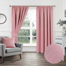 Plain Woven Pink Pencil Pleat Blockout Self Lined Ready Made Curtains