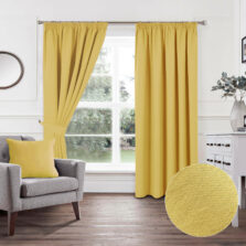 Plain Woven Ochre Pencil Pleat Blockout Self Lined Ready Made Curtains